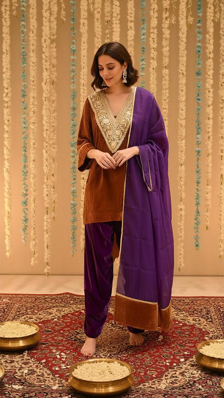 Swarn Sandhya Velvet Suit Set