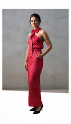 Crimson Tie-Neck Set