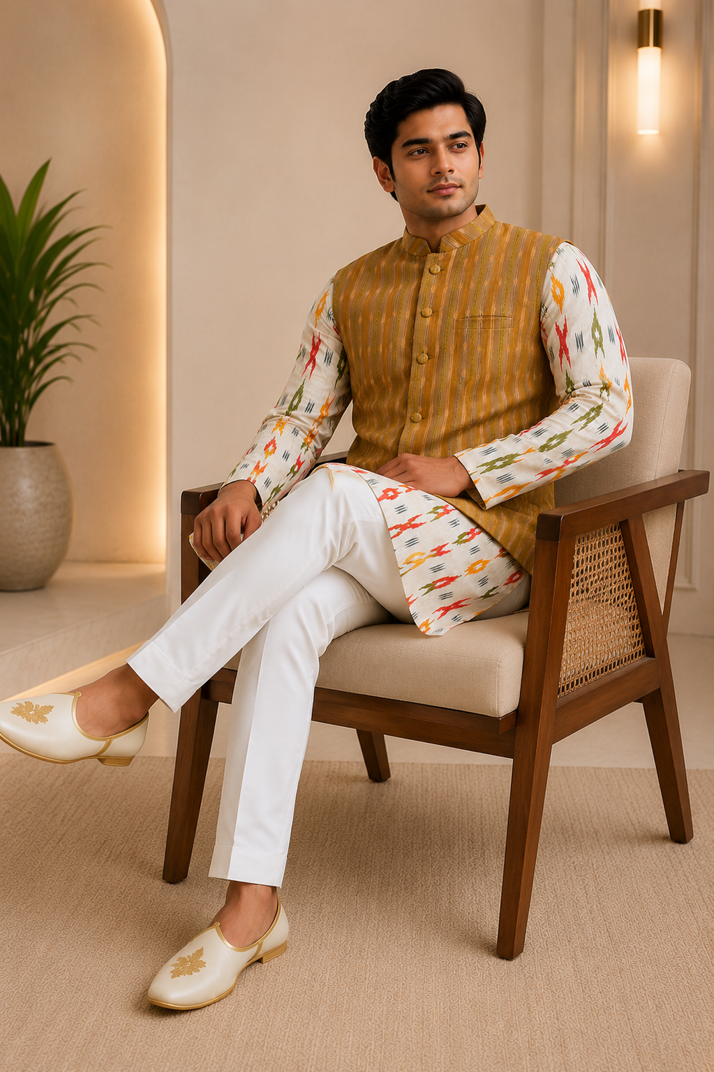 Ikat Edge Nehru Jacket