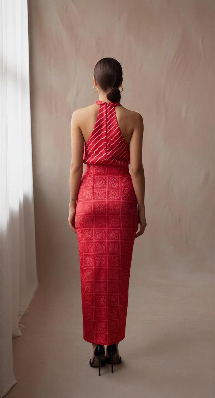 Crimson Tie-Neck Set