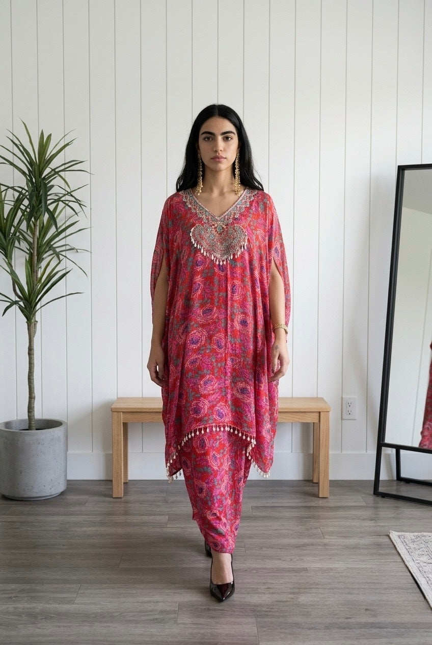 Ruby Paisley Kaftan Set