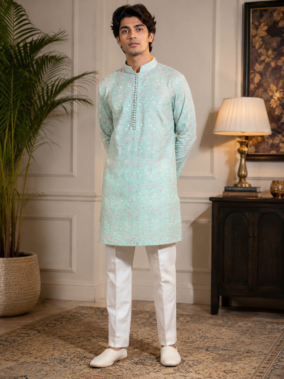 Mint Blossom Kurta Set