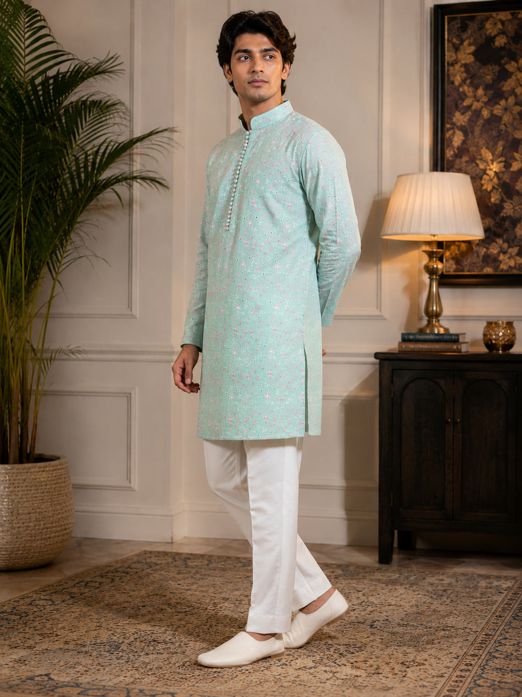 Mint Blossom Kurta Set