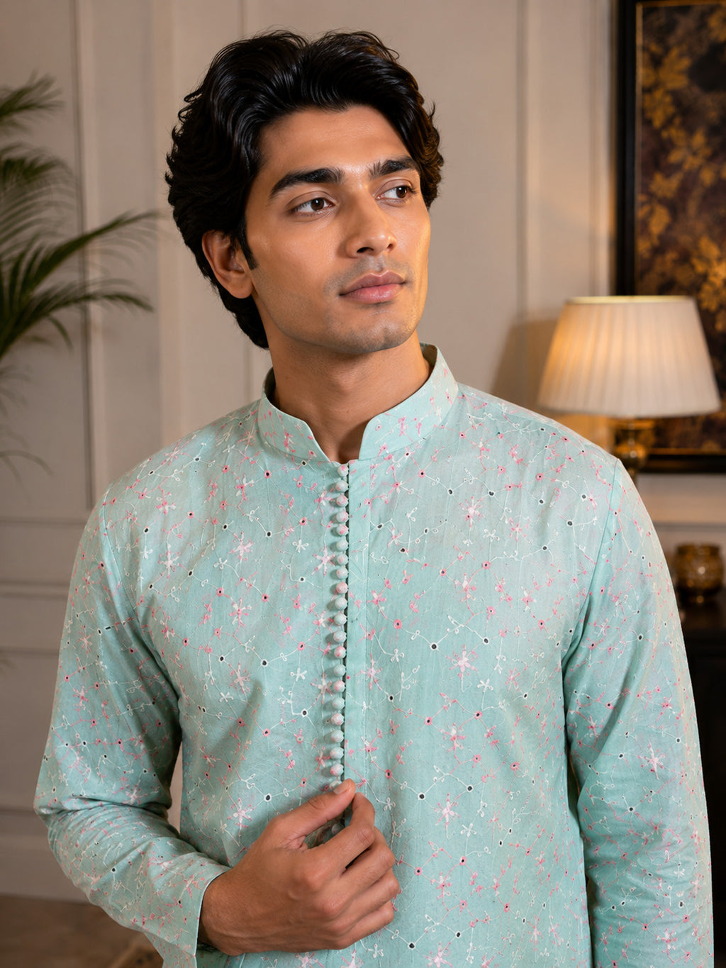 Mint Blossom Kurta Set