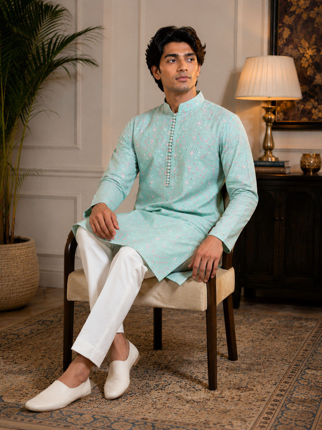 Mint Blossom Kurta Set