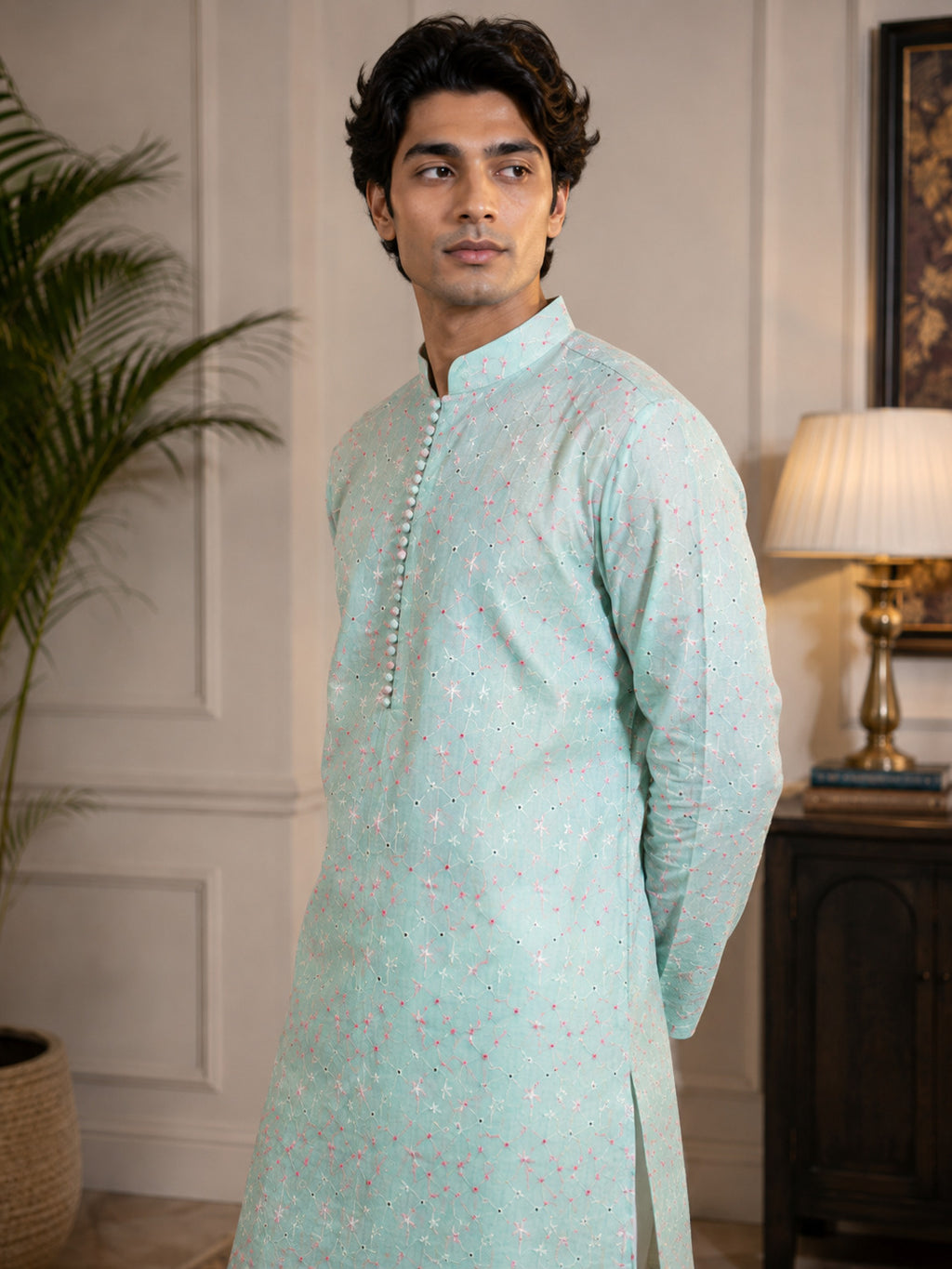 Mint Blossom Kurta Set
